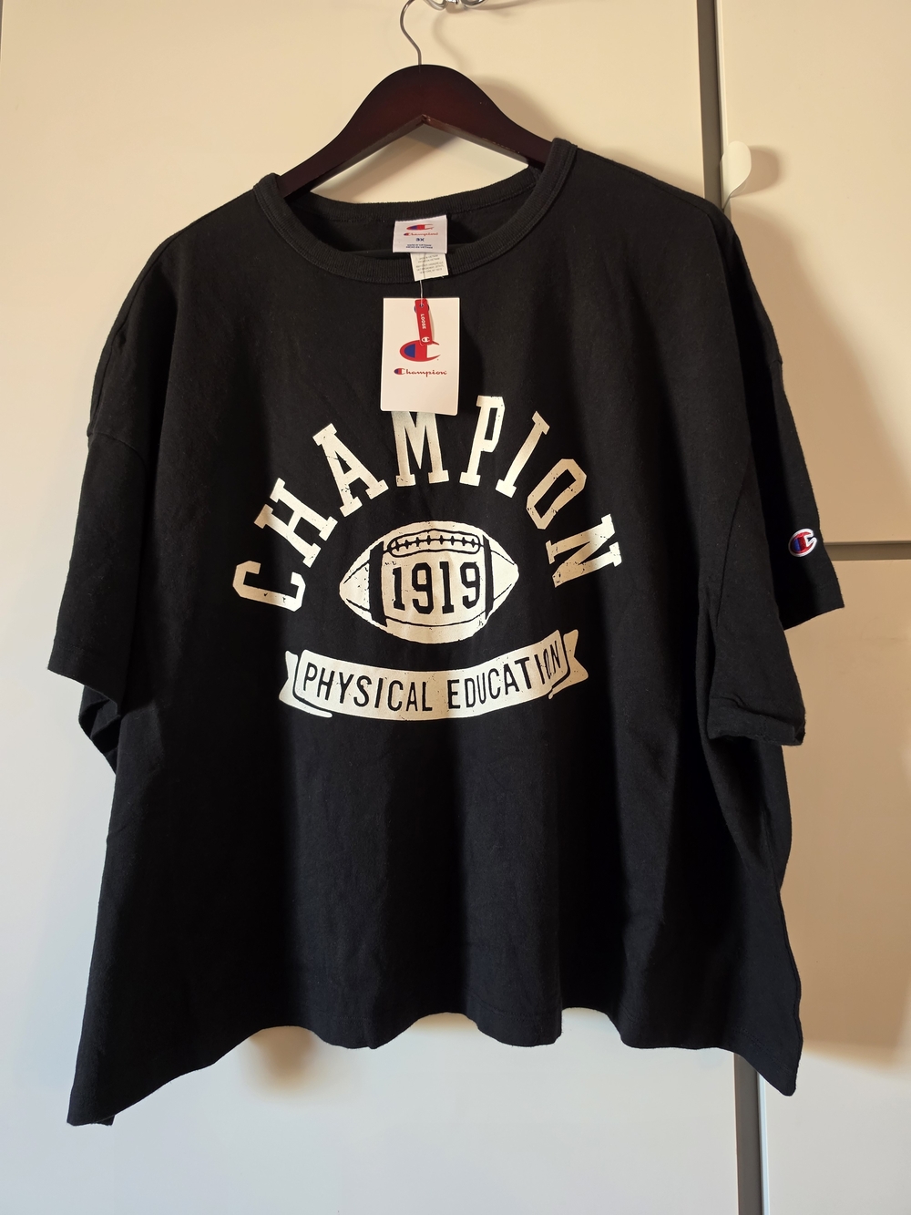 Champion Black Tee with White Graphic - Kids